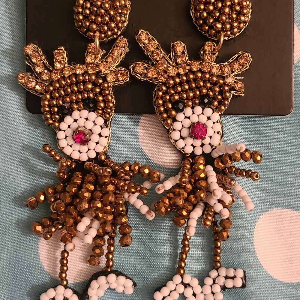 Torrid Beaded Reindeer Statement Earrings